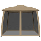 Vidaxl prieel zijwanden van gaas en dubbel dak 2,93x2,93 m staal taupe