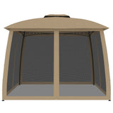 Vidaxl Arbor Side Malls of Mesh et Double Roof 2,93x2.93 M Steel Taupe