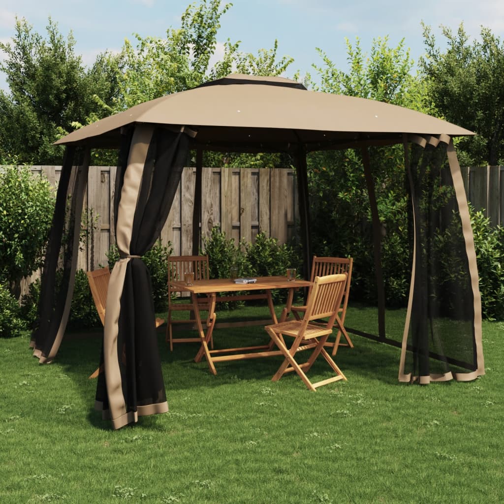 Vidaxl Arbor Boczne ściany siatki i podwójnego dachu 2,93x2,93 M stal taupe