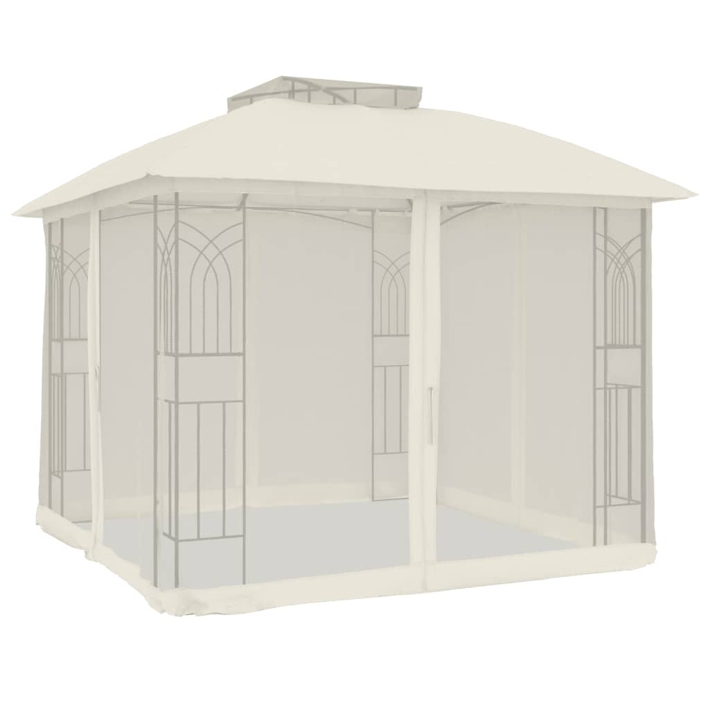 Vidaxl Arbor Side Malls of Mesh et Double Roof 2,94x2,94 M en acier Cream