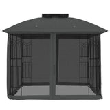 Vidaxl arbor with mesh walls and double roof 2.94x2.94 m steel anthracite