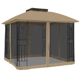 Vidaxl Arbor Side Malls of Mesh et Double Roof 2,94x2.94 M Steel Taupe