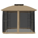 Vidaxl Arbor Side Walls of Mesh and Double Roof 2,94x2,94 M Steel Taupe