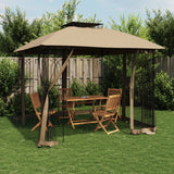 Vidaxl Arbor Side Malls of Mesh et Double Roof 2,94x2.94 M Steel Taupe