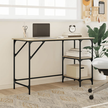 Vidaxl bureau 120x50x75 cm metaal en bewerkt hout sonoma eikenkleurig