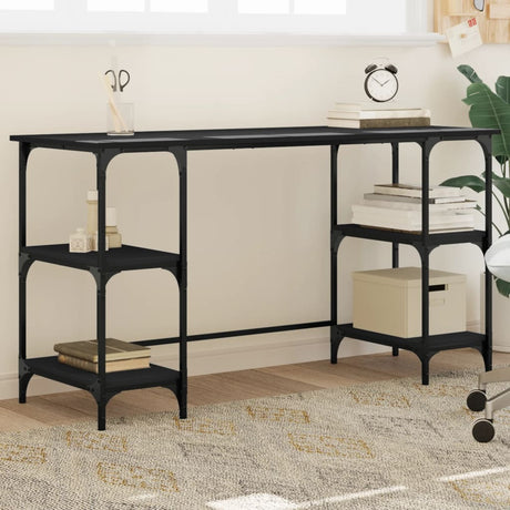 Vidaxl bureau 140x50x75 cm metaal en bewerkt hout zwart