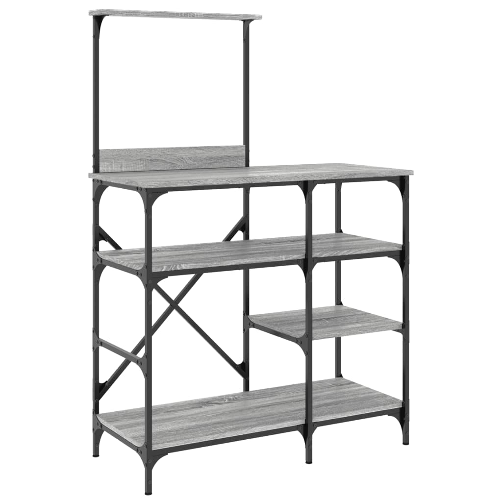 Vidaxl Bakers Rack 90x40x132 cm Forarbejdet træ og metalgrå sonoma