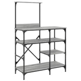 Vidaxl bakers rack 90x40x132 cm processed wood and metal gray sonoma