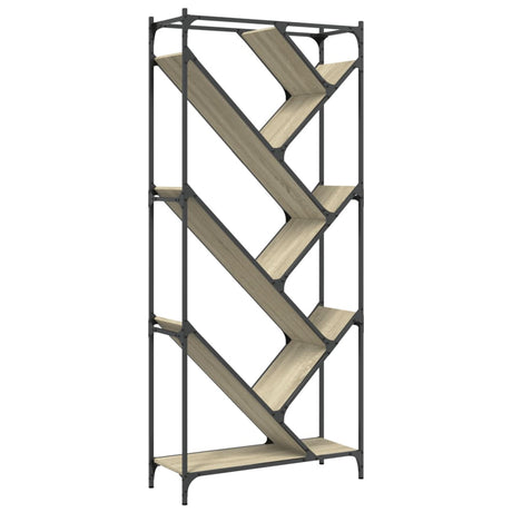 Vidaxl boekenkast 79x30x180 cm bewerkt hout en metaal sonoma eiken
