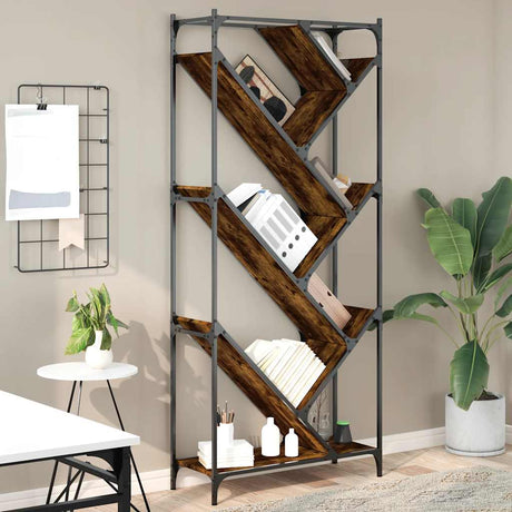 Vidaxl boekenkast 79x30x180 cm bewerkt hout en metaal gerookt eiken