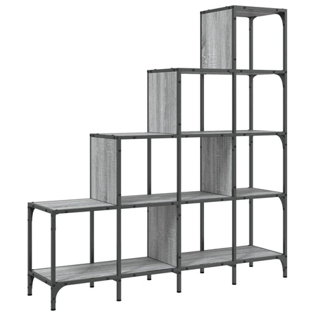 Vidaxl boekenkast 122x30x132 cm bewerkt hout en metaal grijs sonoma