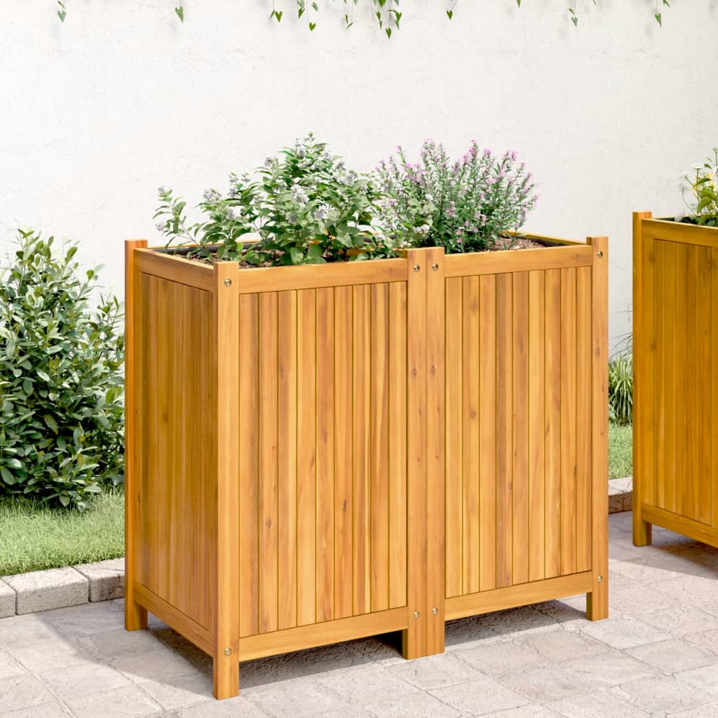 Vidaxl Planter med fôr 84x42x75 cm Solid Acacia Wood