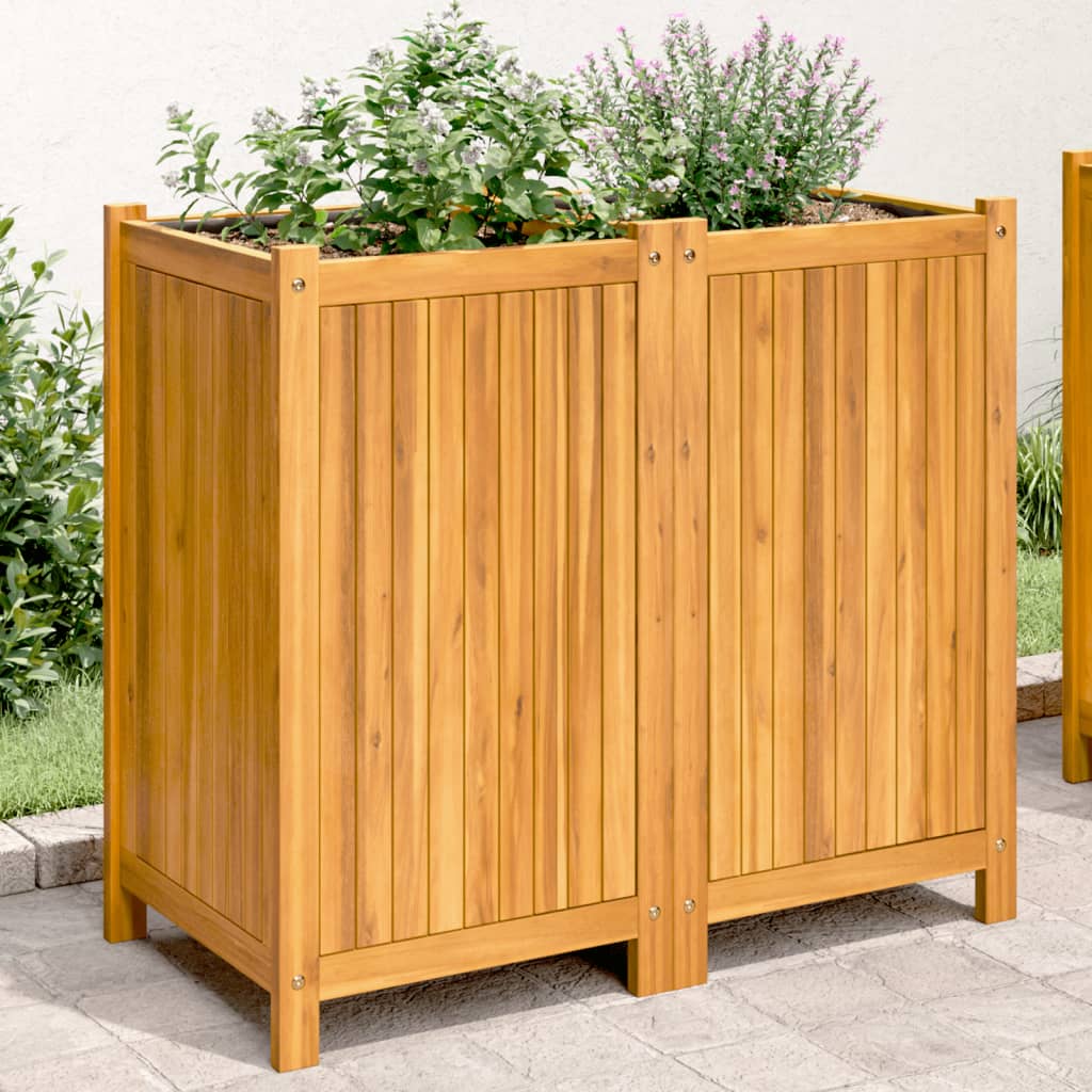 Vidaxl fioriera con fodera 84x42x75 cm Solid Acacia Wood