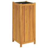 Vidaxl plantenbak met voering 42x42x100 cm massief acaciahout
