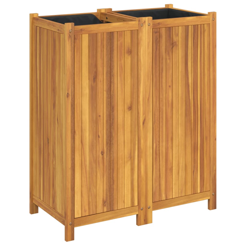 VidaXL Planter with lining 84x42x100 cm solid acacia wood