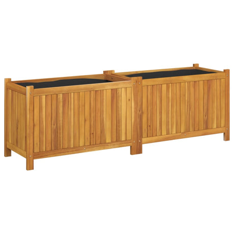 Vidaxl plantenbak met voering 153x38,5x50 cm massief acaciahout