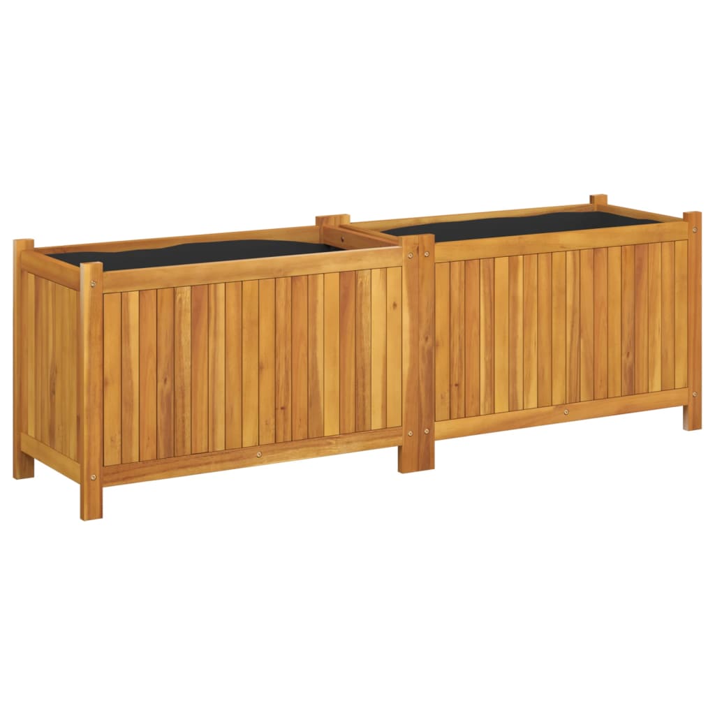 Vidaxl -planter med fôr 153x38,5x50 cm Solid Acacia Wood