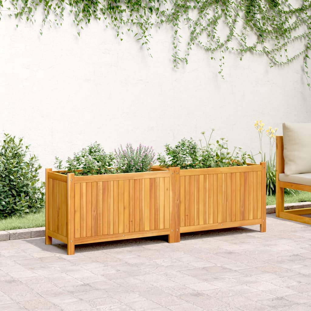 Vidaxl -planter med fôr 153x38,5x50 cm Solid Acacia Wood