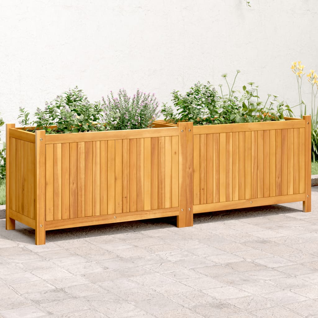 Vidaxl planter med foring 153x38,5x50 cm fast acacia træ