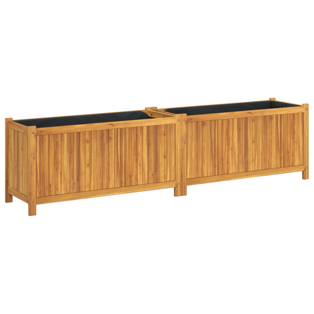 Vidaxl Planter med fôr 199x38.5x50 cm Solid Acaciahout