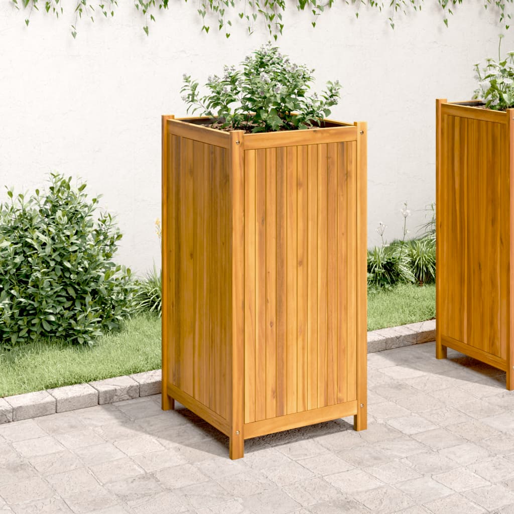 Vidaxl -planter med fôr 50x50x100 cm Solid Acacia Wood