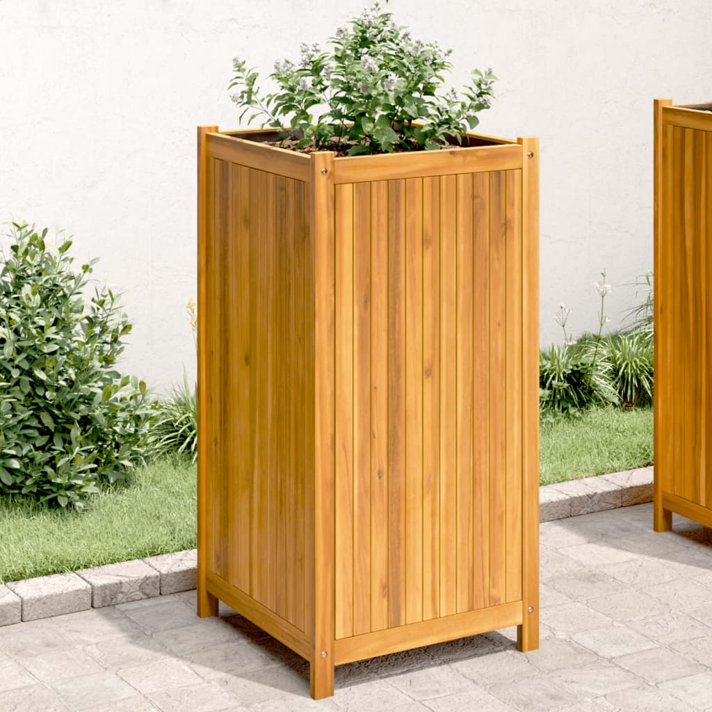 Vidaxl -planter med fôr 50x50x100 cm Solid Acacia Wood