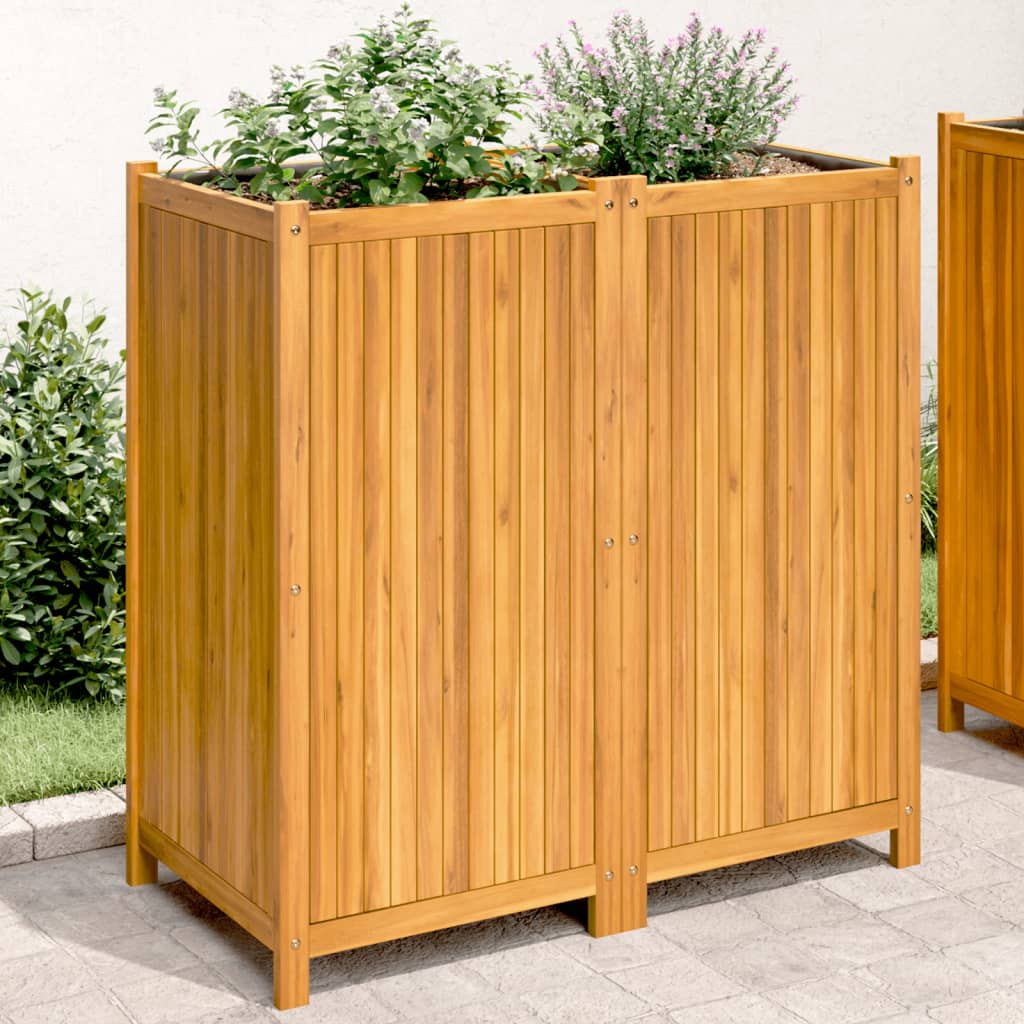 VidaXL Planter with lining 100x50x100 cm Solid Acaciahout