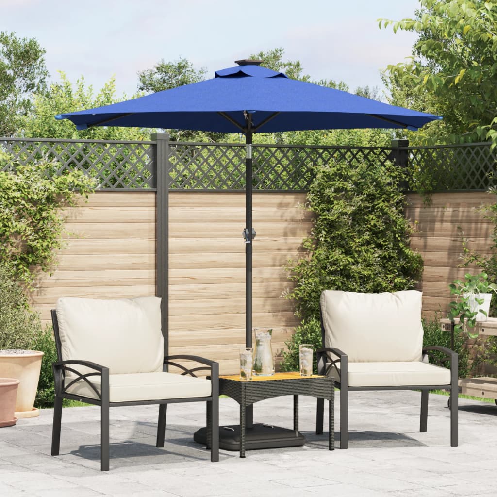 Vidaxl parasol met stalen paal 225x225x212 cm azuurblauw