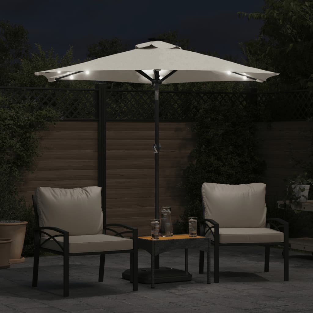 Vidaxl parasol s LED a ocelový pól 225x225x212 cm bílý