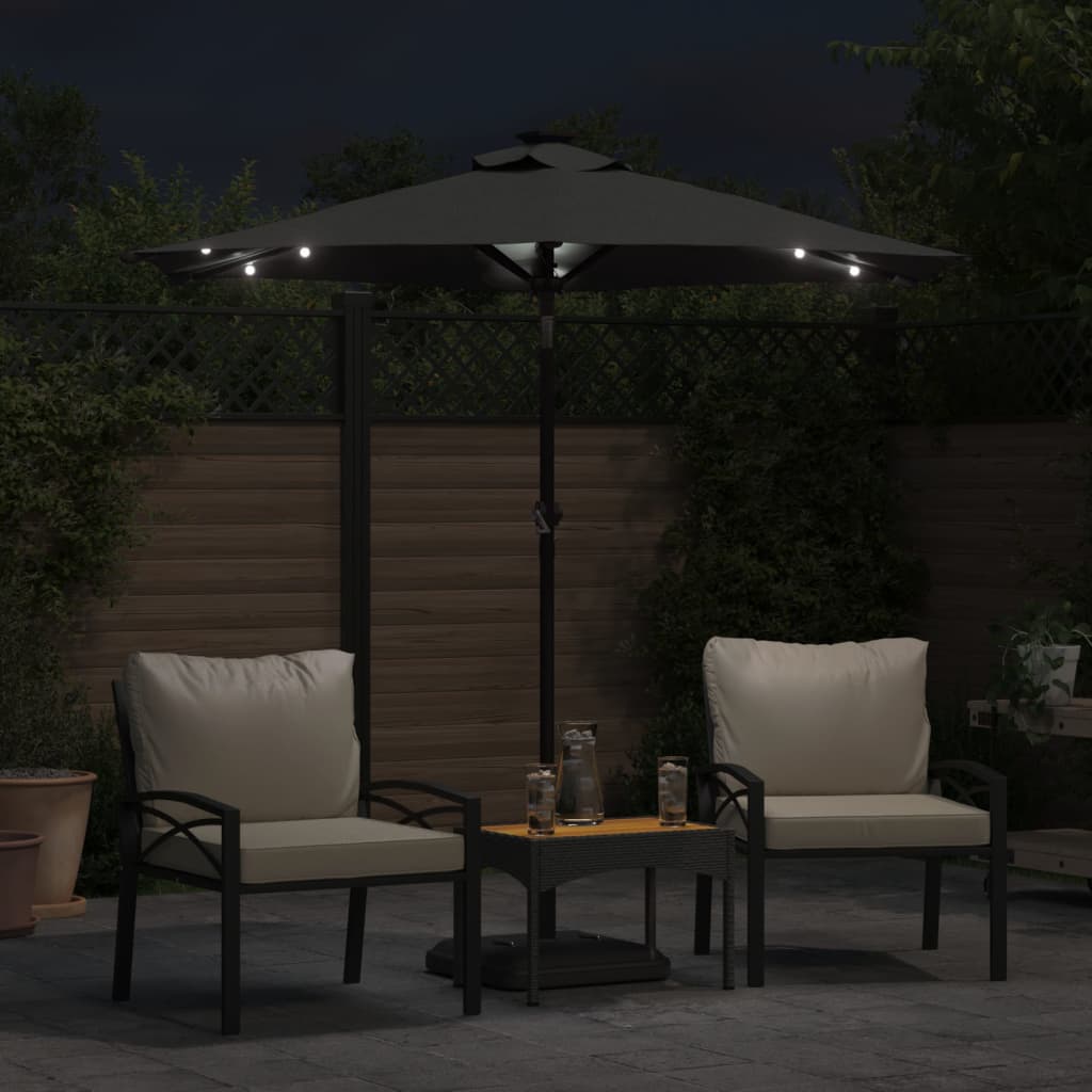 Vidaxl parasol avec LED et poteau en acier 225x225x212cm anthracite -colored