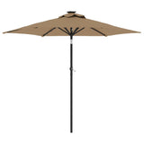 Vidaxl Parasol with LEDs and steel pole 225x225x212 cm taupe