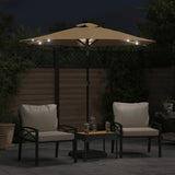 Vidaxl Parasol con LED e polo in acciaio 225x225x212 cm Taupe