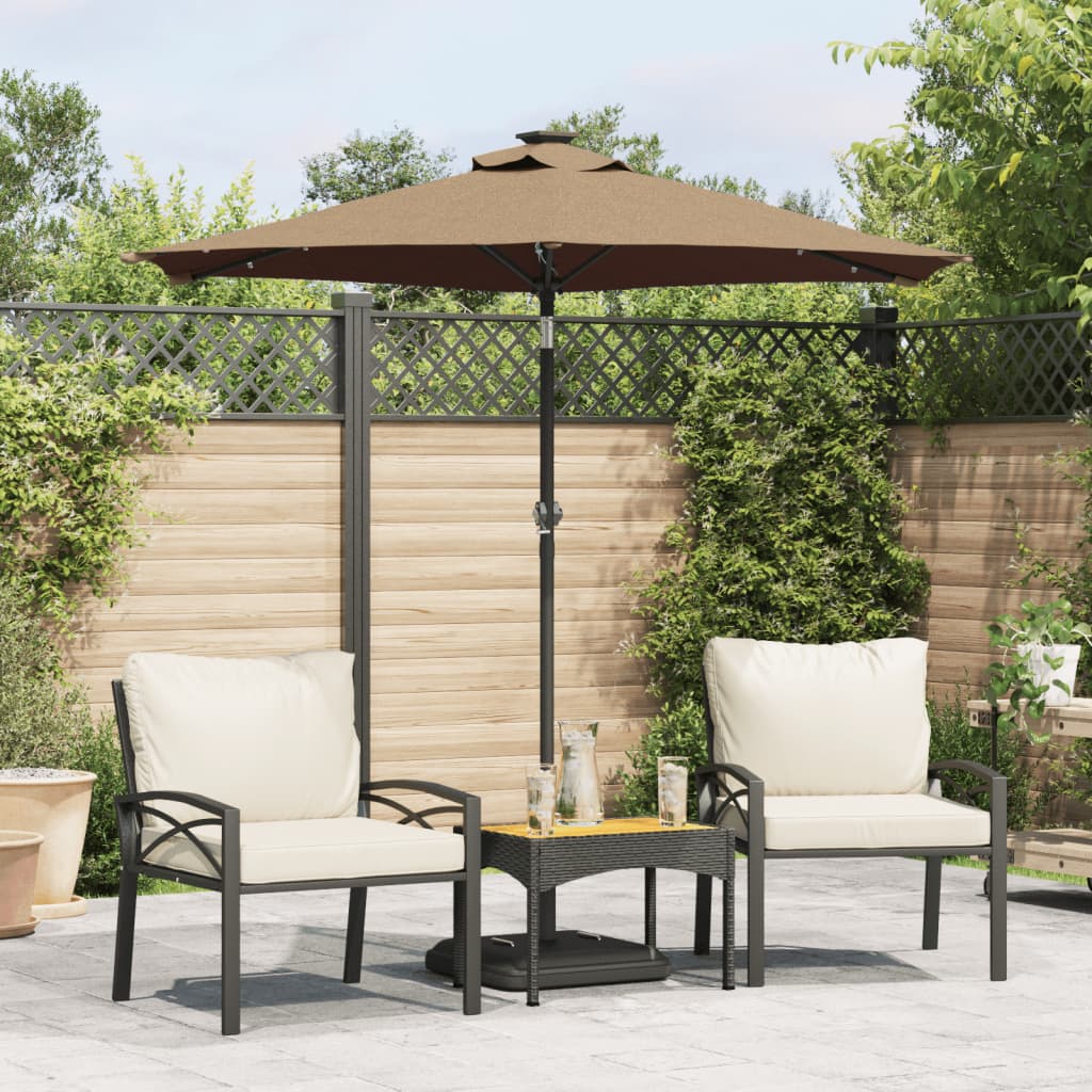 Vidaxl Parasol con LED e polo in acciaio 225x225x212 cm Taupe