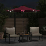 Parasol Vidaxl con LED y polo de acero 225x225x212 cm Borgoña Rojo