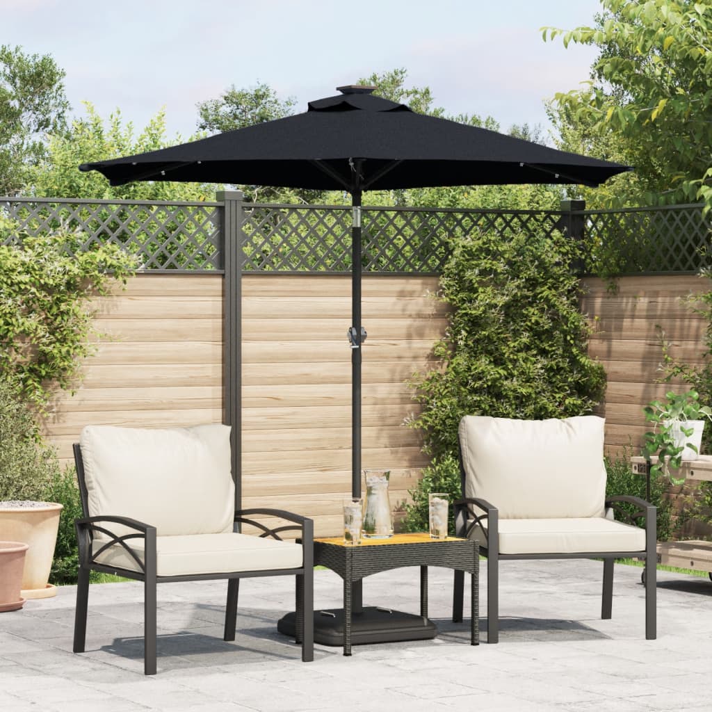 Vidaxl Parasol with LEDs and steel pole 225x225x212 cm Black