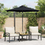 Parasol vidaxl avec LED et poteau en acier 225x225x212 cm noir