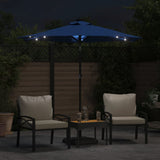 Vidaxl Parasol z LED in jeklenimi palicami 225x225x212 cm azure modra