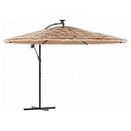 Vidaxl parasol met led's en stalen paal 246x246x230 cm bruin
