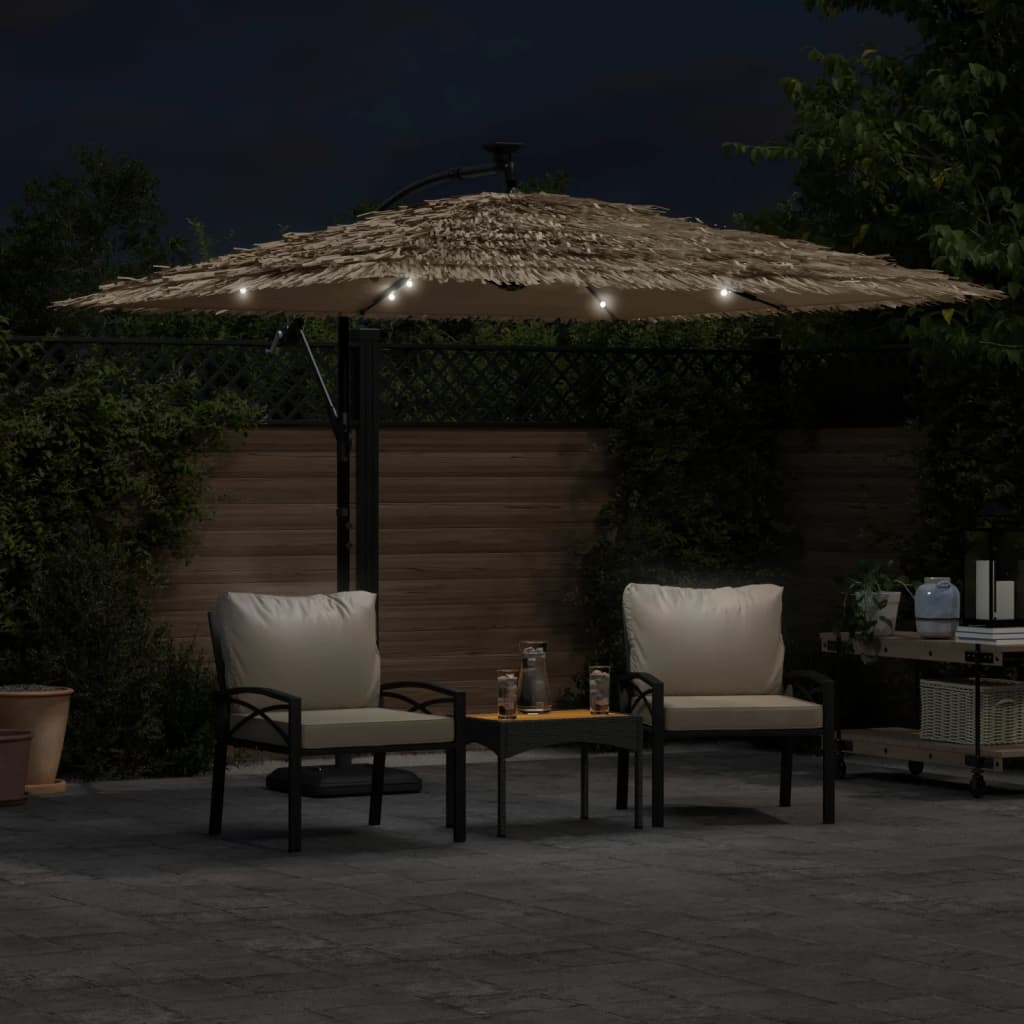 Vidaxl Parasol z LED in jeklenimi palicami 269x269x235 cm rjava