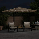 Vidaxl Parasol z LED in jeklenimi palicami 269x269x235 cm rjava