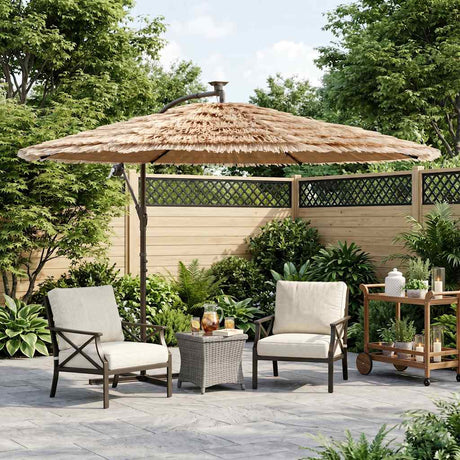 Vidaxl parasol met led's en stalen paal 269x269x235 cm bruin