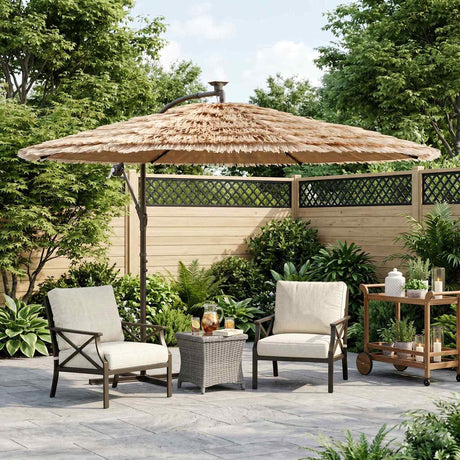Vidaxl parasol met led's en stalen paal 269x269x235 cm bruin