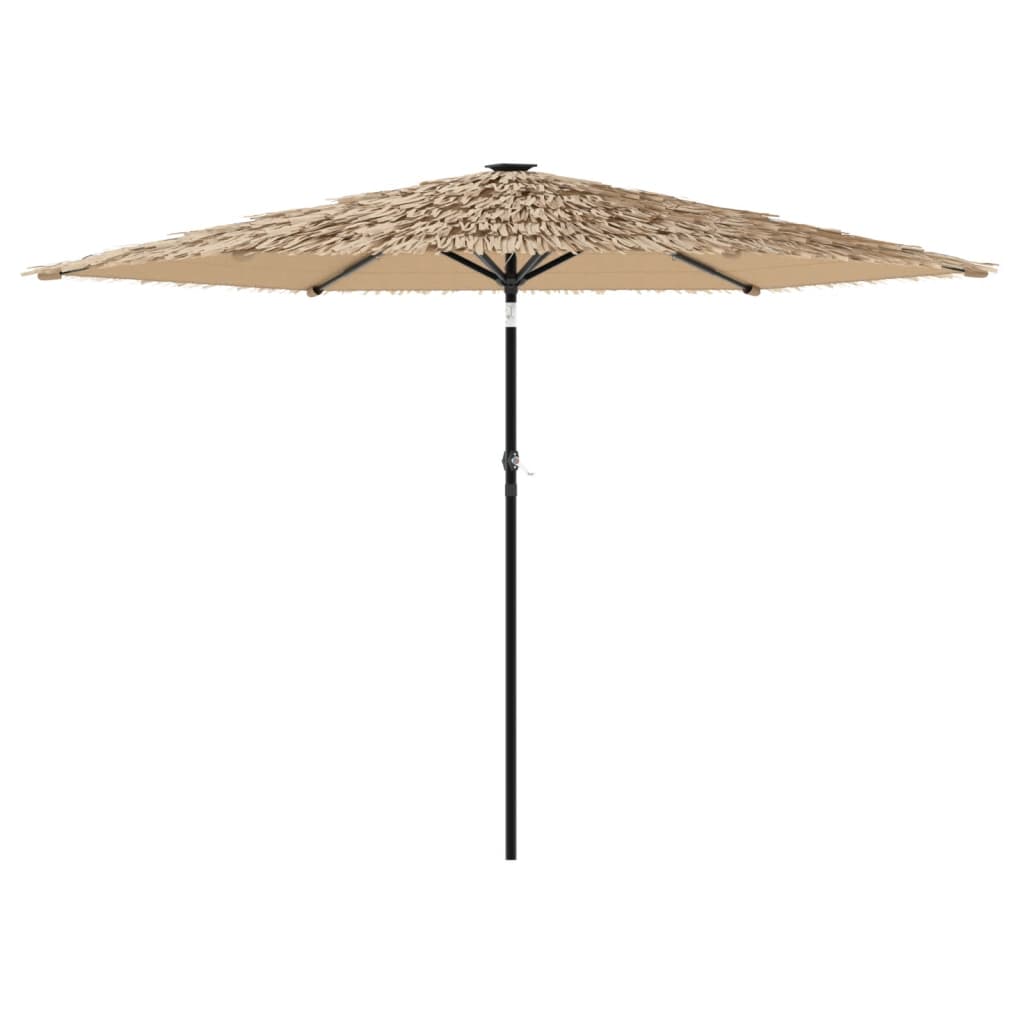 Parasol vidaxl avec LED et poteau en acier 288x288x225 cm brun