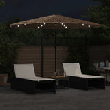 Vidaxl Parasol with LEDs and steel pole 324x324x247 cm brown