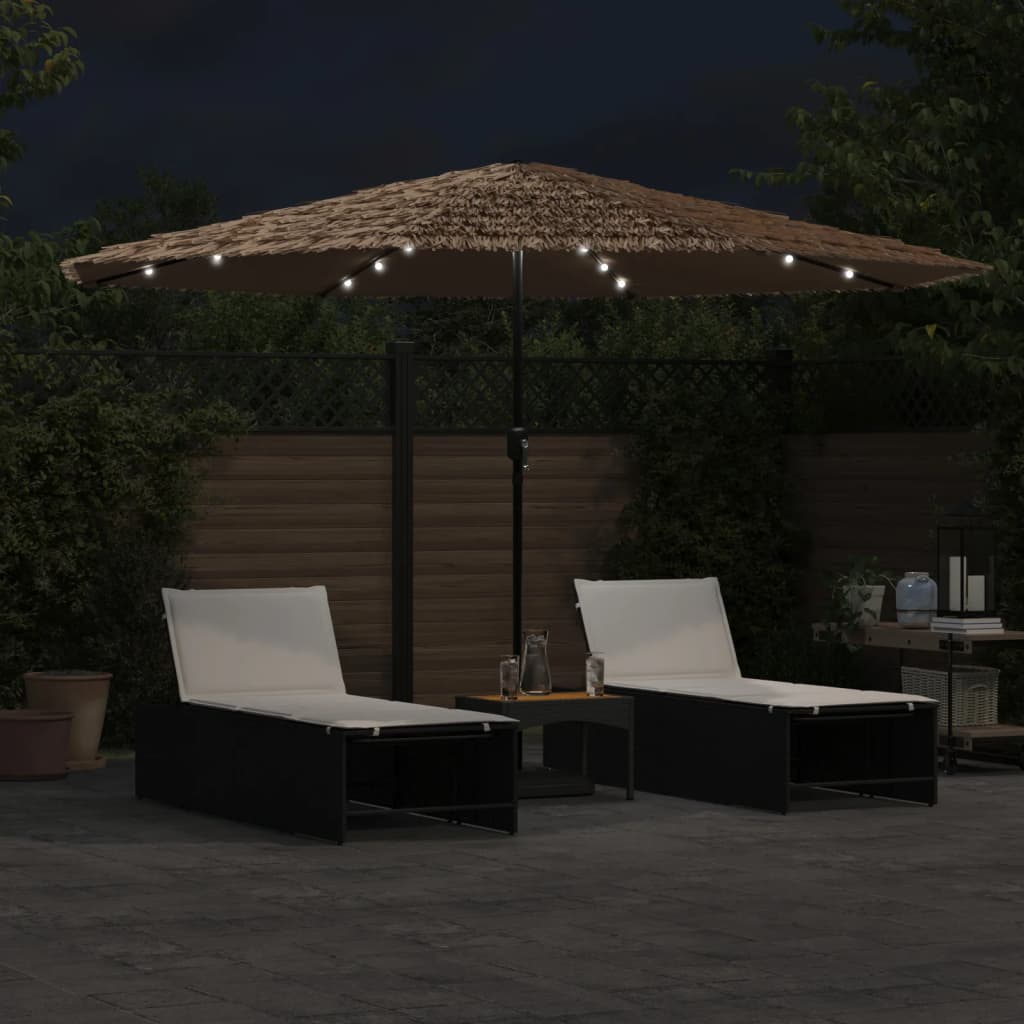 Vidaxl Parasol con LED e palo in acciaio 388x388x248 cm marrone