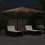 Parasol Vidaxl con LED y poste de acero 388x388x248 cm marrón