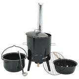 VidaXL Goulash Canon with chimney and lid enamelled steel black