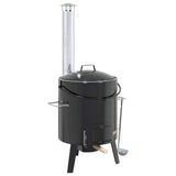 Canon Vidaxl Goulash con chimenea y tapa de acero esmaltado negro