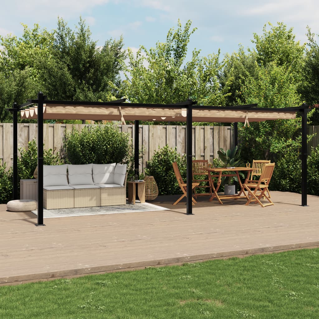 Vidaxl Arbor med utdragbar tak 3x6 m aluminium taupe