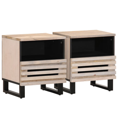 Vidaxl nachtkastjes 2 st 40x34x46 cm massief gebleekt mangohout